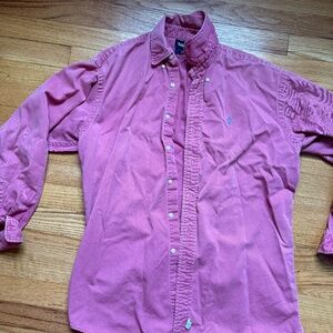 Vintage Ralph Lauren Shirt, Faded Red, Blue Pony, 100% Cotton, S